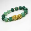 2021 Contas de Jade de Vidro de Alta Qualidade Ouro Pixiu Pulseira Compre Feng Shui Pulseira Amuleto da Sorte Jóias2859