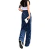 Femmes pantalon droit taille haute rayé imprimé couleur bloc Patchwork bouton en vrac dames jambe large décontracté Streetwear 210522