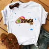 Mujeres Zumba Dance Hip Hop T Shirts Harajuk Impresión gráfica Tops Tops Moda de verano Camiseta de manga corta de la camiseta de la niña