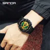 SANDA Fashion Men's Watch Raise hand light Sports Quartz Watch Men 5ATM Waterproof LED Green Luminous Clock for Men G1022