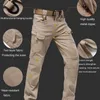 Men's Spring Cargo Pants Quick Dry Thin Tactical Multi Pocket Elastic Waist Military Trousers Autumn Male Casual Slim Fit 210715