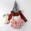 0-2yrs lente herfst baby meisjes rompertjes kleding liefhebbende hart gebreide baby mouwloze bodysuit 210429