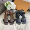 2021 Luxury High Heels Leather Sandal Suede Mid-heel 7-11cm Women Designer Sandals Summer Beach Sexy Wedding Shoes Size 35-40 With Box