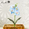 홈 정원 장식 나비 난초 꽃 미니 인공 시뮬레이션 Phalaenopsis DIY 웨딩 테이블 디스플레이 가짜 꽃