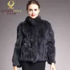 Cappotto di pelliccia vera di alta qualità Cappotti di coniglio genuini di moda Capispalla invernale da donna elegante