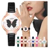 Kvinnor Klockor Lyx Quartz Armband Rostfritt Stål Ring Casual Ladies Girl Butterfly Reloj Mujer