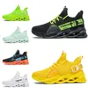 Billigare icke-märken Män Kvinnor Running Skor Blade Andningsbar Sko Svart Vit Lake Green Orange Yellow Mens Trainers Outdoor Sports Sneakers