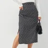 Casual Polka Dot Split Midi Skirt Kvinnor Elegant Hög Midja Satin Slim Bodycon Sommar Bohemian A Line S 210428