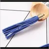 Other Fashion Aessories Drop Delivery 2021 10Pcs 8Cm Long Gold Color Cap Suede Leather Tassel For Keychain Straps Jewelry Fiber Fringe Diy Pe