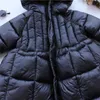 Baby Girl Jacket Winter Long Cotton Padded Toddle Teens Shiny Hooded Down Gauze Child Coat Thick Clothes 3-14Y 211222