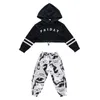 Kids Letter Crop Tops cotton children sport suits Dance Costumes for Girls Teenage Girl Hip Hop Clothing 10 12 14 16 18 Years 210622