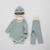 0-24m Neonato Bambino Neonate maschi Vestiti invernali Set manica lunga Tuta Pagliaccetto Top e Pantalone Caldo Baby Pigiama Outfit G1023