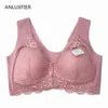 H9678 Soutien-gorge à coupe complète Lingerie Femmes Confortables Sous-vêtements en dentelle sexy Boucle avant Sangles non ajustées sans anneau en acier Soutien-gorge respirant 211217