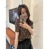 Fall 2021 Fashion Designer Women's knits wear High quality F-letter print patchwork short sleeve top comfortable and soft S-L