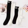 Automne hiver bébé filles princesse chaussettes doux enfants fleur perle tricot chaussette garçons enfants école 3/4 genou haut chaussette D217