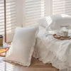 Zestawy pościeli francuski retro kremowy białe letnie kołdra polecane przez ins Blogers koreańskich przędzy szyfonu Wielofunkcyjne łóżko pokrywa THI