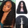 New Design Água Curly V Parte Peruca Cabelo Humano Não Deixe Fora Peças finas Perucas Upgrade U Wig Glueless Terno Seu Natural 150%