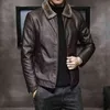 New Thick Leather Jacket Mens Winter Autumn Men's Fashion Faux Fur Collar Windproof Warm Coat Male Brand Clothing My156