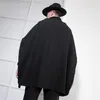 Männer Casual Hemden Männer Hip Hop Langarm Hemd Cape Herren Koreanischen Stil Mode Mantel Schwarz Weiß Goth Punk Bluse