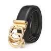 Ceinture habillée à cliquet en cuir véritable pour hommes avec boucles dorées Ceintures à boucle automatique pour hommes luxe 35 mm de largeur GOLD