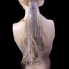 Luxe Rhinesotne Paardenstaart Lange Kwastje Haarketting Accessoires Hoofddeksels voor Vrouwen Bling Crystal Hair Cam Pin Head Chain Sieraden X0625