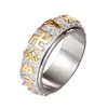 Sanskrit buddhistiska mantra ring för män kvinnor roterbara guld silver färg 316l rostfritt stål buddhism smycken droppband ringar217t
