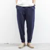 Hombres Casual Harem Pantalones Sueltos Algodón Lino Pantalones Estilo Japonés Pantalones De Chándal Moda Pantalones Holgados Joggers