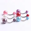 100pcs chirstmas steel bar mixed color belly button ring with pearl ball body jewelry Navel pierce