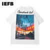 T-shirt a maniche corte stampata sul retro con paesaggio IEFB T-shirt estiva da uomo con scollo tondo Streetwaer Trend T-shirt causale allentata 9Y7490 210524