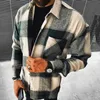 Spring Fashion Plead Flannel Roomts Man с длинным рукавом мягкий комфорт Slim Fit Styles Men Cardigan рубашка кардиган