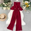 Chiffong Jumpsuit Solid Ruffles Bandage Bow High Waist Ol Bodysuit Mode Koreanska Hollow Out Ropa Mujer Sexig 210422