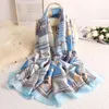 Halsdukar 2021 Luxury Women Scarf Silk Design Horse Printed Lady Travel Sals and Wraps Foulard Female Hijab Beach Pashmina8709306