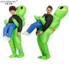 Hot Green Alien Opblaasbare Kostuum Veelvoudige Cosplay Kleding Grappige Blow Up Suit Party Kostuum Fancy Dress Costume voor volwassen kinderen Q0910