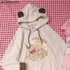 Joinyouth Hoodie Cartoon Print Hooded Rosa Coat Toppar Mode Fall Kläder Lös Japansk Söt Gullig Sweatshirt 210809