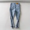 Sexy Skinny Side Cross Lacing up Low Waist Pencil Jeans Women Slim Fit Stretch Denim Pants Full Length Tight Trousers 210429