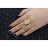 High Quality Senhoras Noivado Jóias Luxo Grande Anéis De Cristal Amarelo Oval Com Zirconia Pedras R080 210714
