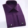 Men's Dress Shirts Loose French Cuff Regular Fit Luxury Striped Business Long Sleeve Cufflinks Social Pluse Size M-6XL