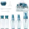 9 st / set Portable Travel Bottle Kit Refillerbara tomma behållare Spray Perfume, för kosmetik Cream Skin Lotion Makeup Remover