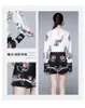 Vintage Floral Print Casual White Lantern Sleeve Shirts Blouses & Black Mini Short Pants Women 2 Pcs Summer Street Casual Sets 210514