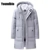 Homens de inverno Parkas Comable Com Capuz Mid-Length Coat Cor Sólida Moda Casual Streetwear Parka Tamanho Grande 8xL 211214