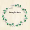 Earrings & Necklace Green Semi-precious Silver Color Jewelry Sets For Women Bridal Pendant Rings Bracelet Birthday Gift