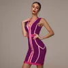 2021 Zomer Nieuwe Women S Fashion Sexy Striped Stitching Bandage Dress Deep V Neck Vestidos Party Club Mini Christmas Dress 210319