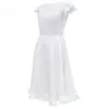 Casual Jurken Zoulv 2021 Korte Mouw Kant Patchwork Geplooid Ruffles Tutu Jurk Sexy Bruiloft Fashion Women White Long