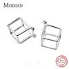 Design Geometric 3D Square Cube Stud Earrings for Women 925 Sterling Silver Stylish Minimalism Jewelry Gift 210707