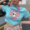 Punk Style Sweet Tops Top Cute Skull Cartoon Print Harajuku Y2k Kawaii Short-sleeved T-shirt Streetwear Summer Vintage Women