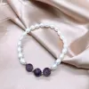 Strand Fashion Design Natural Stone and Fresh Water Pearl Armband Elastic Bangles for Women Trendy Jewelry Free Pärled Strands Raym22