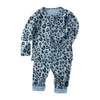 Mudkingdom barn pyjamas höst långärmad sovande kläder uppsättning leopard hög midja pojkar tjejer pajama 210615