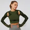 Fashion Seamless Yoga T-Shirt Top Long Sleeve Workout for Women Fitness Crop Tops Short Active Sportswear Sexy Womens Shirt Gym Clothing