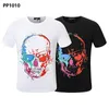 PP Fashion Men's Designer slim fit T-shirt Summer rhinestone tee Short Sleeve Round Neck shirt Skulls Print Tops Streetwear collar Polos M-xxxL P1010