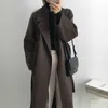 Cintura vintage casual a maniche lunghe 2021 New Fashion Long Autumn Faux Wool Blend Wool Coat Winter Warm Women Warm Wool Coat S0903